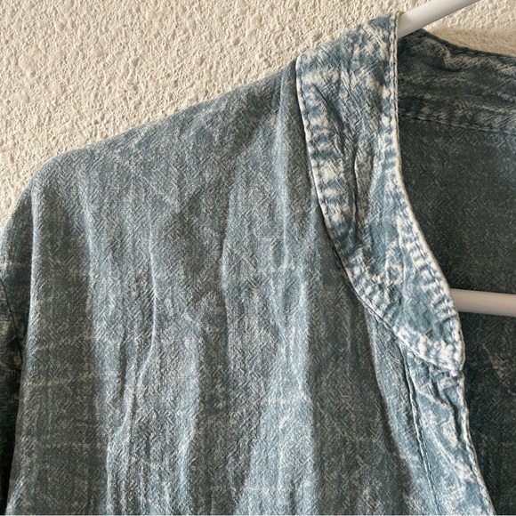 Mr. Buho Acid Wash Button up Tunic Dress light Blue Women’s Large Boho Festival - Picture 6 of 9